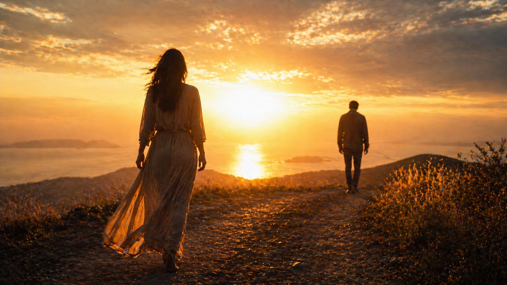 Two people in an intense emotional connection representing a karmic relationship dynamic