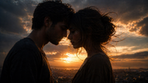 Symbolic image of emotional release and letting go of a karmic relationship