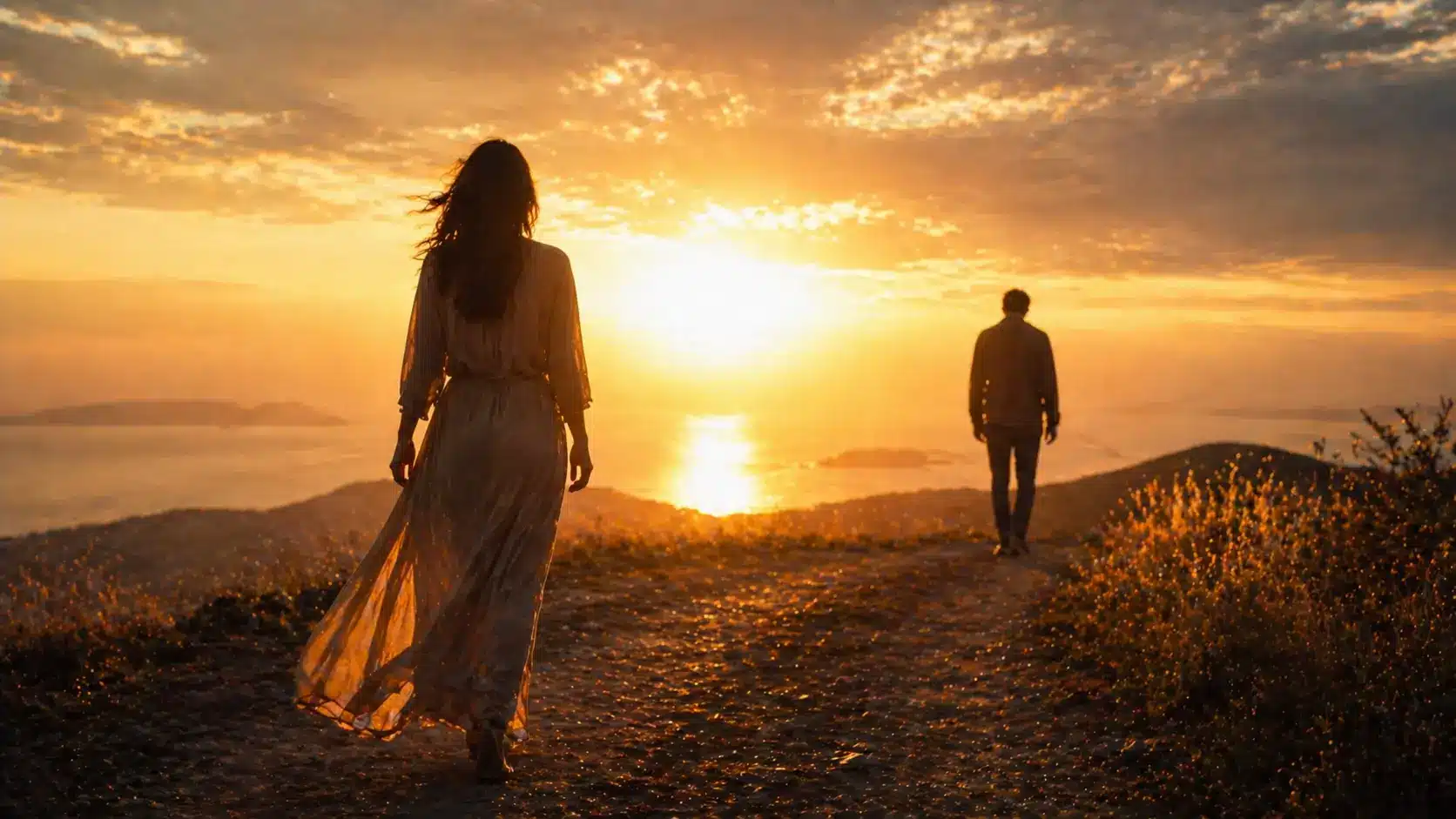 Two people in an intense emotional connection representing a karmic relationship dynamic