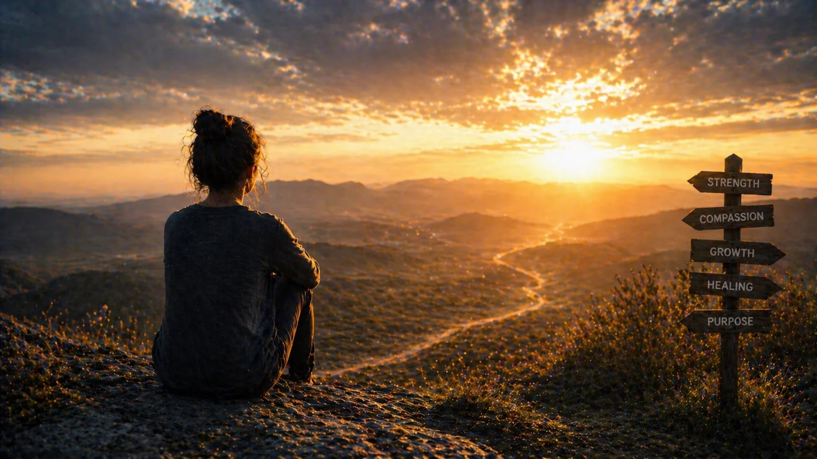 Person standing at a crossroads facing a difficult path symbolizing life challenges and choices