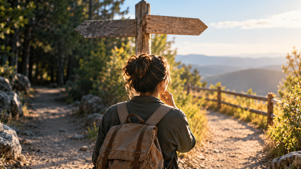 A person pausing during an everyday decision representing the difference between intuition and fear
